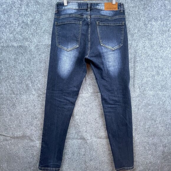 Junbaoss Jeans Mens 30 Skinny Stretch Faded Ripped - Picture 2 of 8